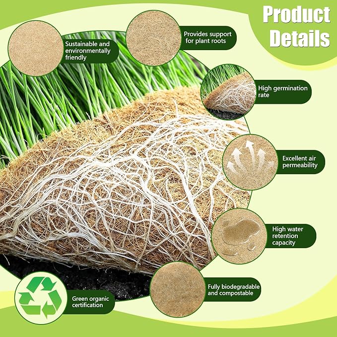 1 Roll 10" X 236"Microgreen Grow Mat, Hydroponic Grow Pads Natural Fiber Grow Mats, Microgreens Growing Kit, Indoor Organic Production for Wheatgrass Sprouts Starter Tray