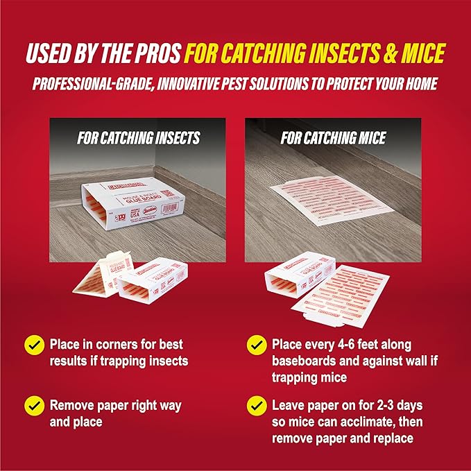Catchmaster Mouse & Insect Glue Boards 60pk, Mouse Traps Indoor for Home, Adhesive Bug Catcher, Rat & Rodent Sticky Trap, Bulk Glue Traps Used by Pros, Pest Control for Home