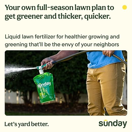 Sunday Season of Sunday Lawn Care Kit, 4-Month Feeding System, Includes Lawn Kickstart, Water Focus, Green Machine + Soil Test Kit & Analysis, for All Grass Types, Covers up to 5,000 sq ft