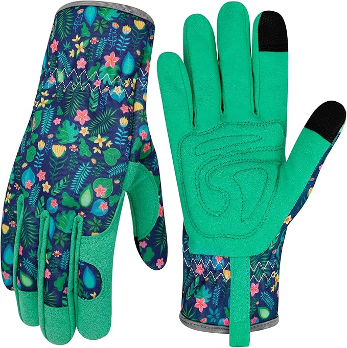 Leather Gardening Gloves for Women Thorn Proof Garden Gloves Touch Screen Working Gloves Gifts,M