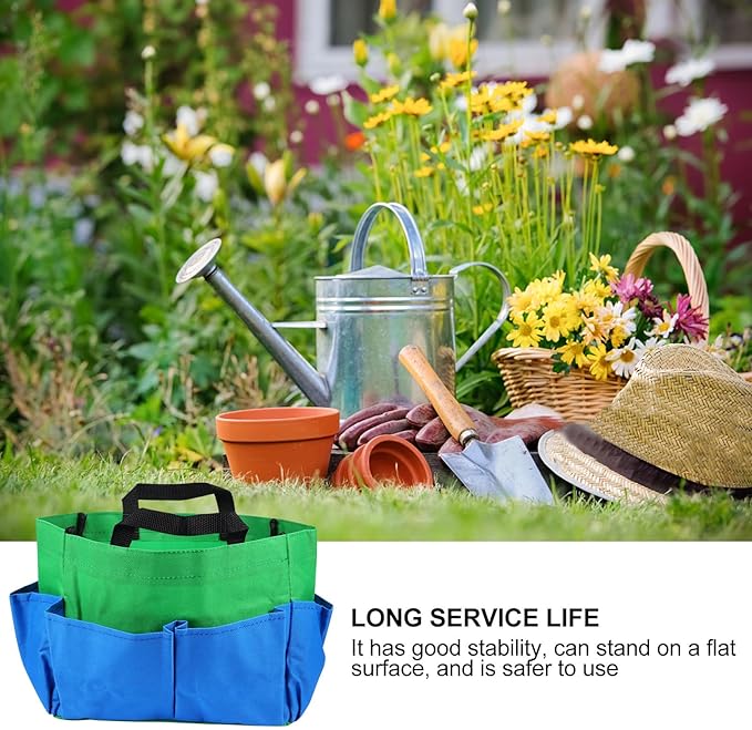 FOMIYES Garden Tool Storage Bag Oxford Waterproof Portable Gardening Tools Pouch Multifunctional Organizer Tote for Outdoor Gardeners Random Color