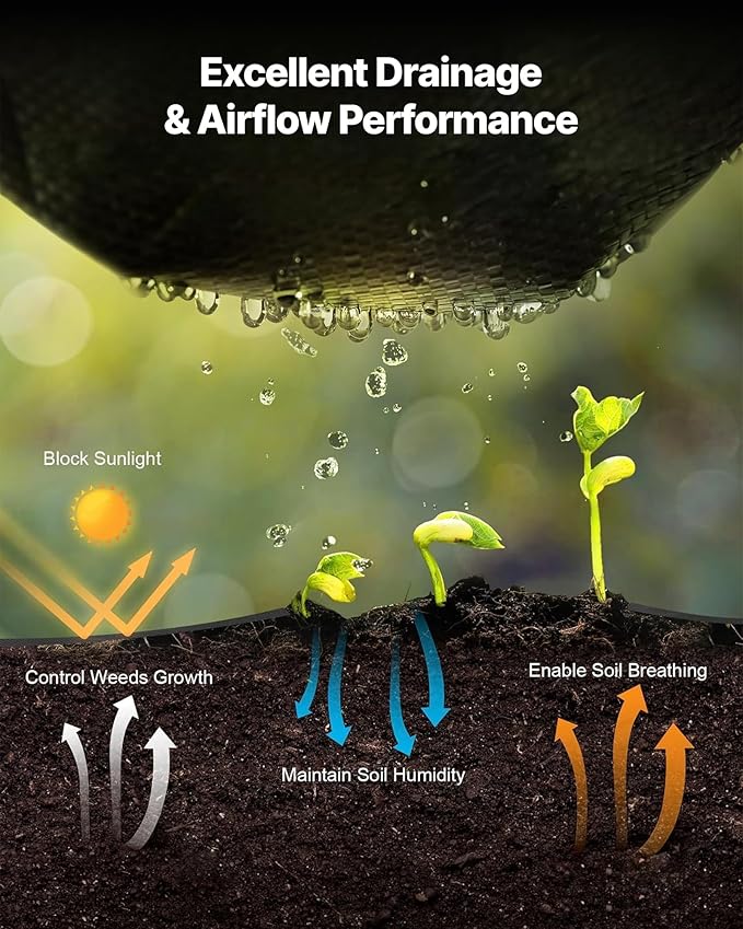 VEVOR Weed Barrier Fabric Heavy Duty, 2 Packs 3x50FT 3.2oz Weed Blocker Fabric, Woven Landscape Fabrics, Garden Fabrics Weeds Barrier, Weeds Control Ground Cover, Geotextile Webbing, Black