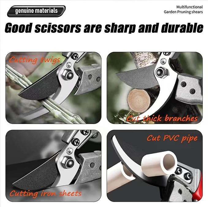 8" Professional Sharp Bypass Pruning Shears (GSS-1003), Tree Trimmers Secateurs,Hand Pruner, Garden Shears,Clippers For The Garden, Bonsai Scissors, Loppers