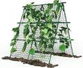 4ft x 4ft Green Metal a-Frame Cucumber Trellis for Climbing Plants – Foldable Garden Support for Cucumbers, Tomatoes, Peas, Beans & Vines with Netting – Fits Raised Beds