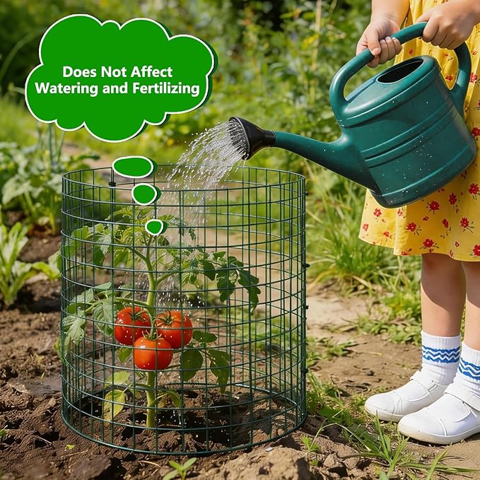 4 Pack Plant Protectors from Animals, 12''x16'' Metal Plant Cages for Outdoor Plants, Garden Plant Protector with Stakes & Zip Ties, Keep Rabbits Squirrels Out, Plant Cage for Flowers Vegetables