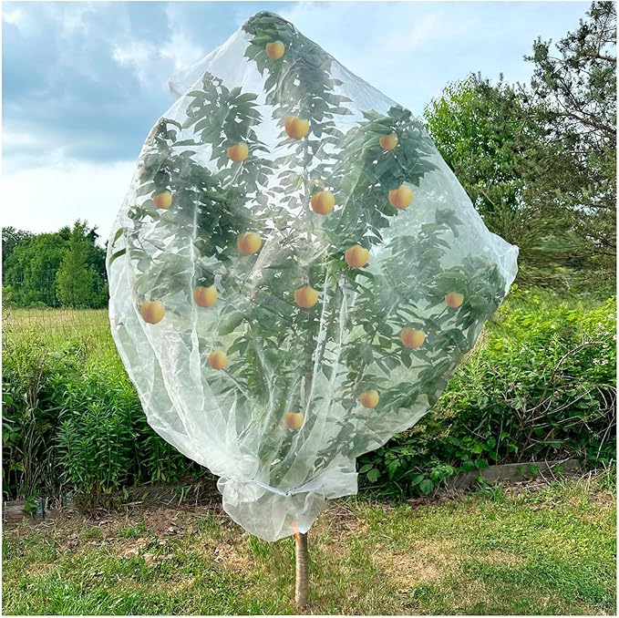 4Pcs Insect Bird Barrier Mesh, 7.9 x 5.9 FT Garden Netting Barrier, Bird Netting, Netting for Plant with Drawstring, Tomato Protective Cover