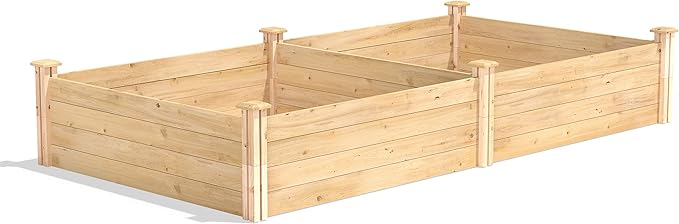 Greenes Fence Classic Cedar Raised Garden Bed, 4' x 8' x 14" (1/2" Thick) - Made in USA with North American Cedar