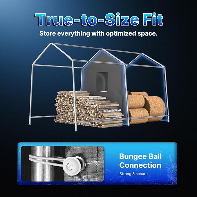 ADVANCE OUTDOOR 8x8 ft Storage Shelter Garage Tent with 2 Roll up Doors & Vents Outdoor Portable Carport for Motorcycle ATV Anti-UV Snow Resistant Waterproof, Gray