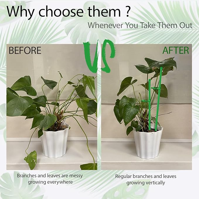 10Pcs Plant Support Stakes, 17inch Garden Orchid Sticks Extended to 3ft 4ft Orchid Sticks with Clips for Indoor Outdoor Plants,Garden Stakes for Tomato,Orchid,Vegetables,Monstera