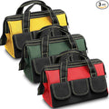 Sanwuta 3 Pack Tool Bag for Men with Waterproof Hard Bottom, Heavy Duty Tool Bag Wide Mouth Tote for Various Instrument, Electrician Carpenter Mechanic(Red, Army Green, Yellow,16 Inch,Classic)