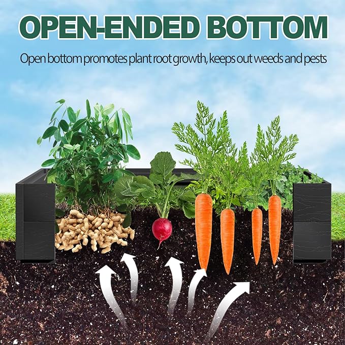 FONTOI Raised Garden Beds Outdoor, 4x4x1ft Divisible Elevated Planter Boxes Outdoor for Planting Plants Vegetables Flowers Herb Fruits, Planter Raised Beds for Gardening with Easy Assembly, Square