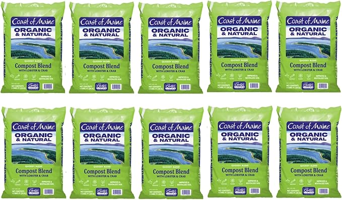 Coast of Maine Quoddy Blend, 1 cu ft (Pack of 10) Organic and Natural Compost Blend with Lobster and Crab - Improves and Revitalizes Soil