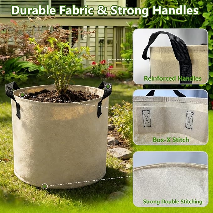 Grow Bags, 7 Pack Colorful 5 Gallon Grow Bags, Reusable Fabric Grow Bags, Foldable & Washable for Vegetables, Tomato Pots, Garden & Outdoor Growing
