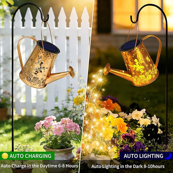 2 Pack Solar Watering Can Lights, Gifts for Women Mom Grandma Birthday, Waterproof Outdoor Garden Decor Large Hanging Solar Lanterns Garden Lights for Patio Yard Flowerbed