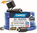 Camco 50' Heated Water Hose for RV — Prevents Freezing Down to -20° — Certified For Drinking Water & Lead-Free — Great for Campers, Livestock, Agriculture, Kennels, etc. — 5/8" ID (22912)