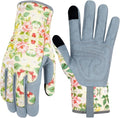 Leather Gardening Gloves for Women Thorn Proof Garden Gloves Touch Screen Working Gloves Gifts,M