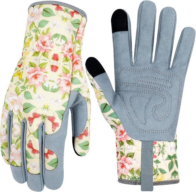 Leather Gardening Gloves for Women Thorn Proof Garden Gloves Touch Screen Working Gloves Gifts,M