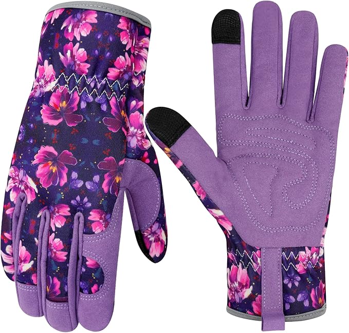 Leather Gardening Gloves for Women Thorn Proof Garden Gloves Touch Screen Working Gloves Gifts,M