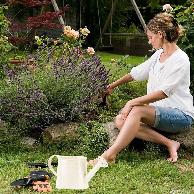 Watering Can, 1L Metal Flower Garden Watering Can, Lightweight Durable Decorative Gardening Tool for Outdoor Indoor Plants Lawn Garden (White)