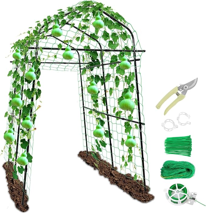 Tall Garden Arch Trellis for Climbing Plants Outdoor,7 ft Arbor Large Arch Tunnel Trellis, Metal Cucumber Trellis, Plant Support Archway Garden Trellis for Vegetables Fruits Flowers Yard