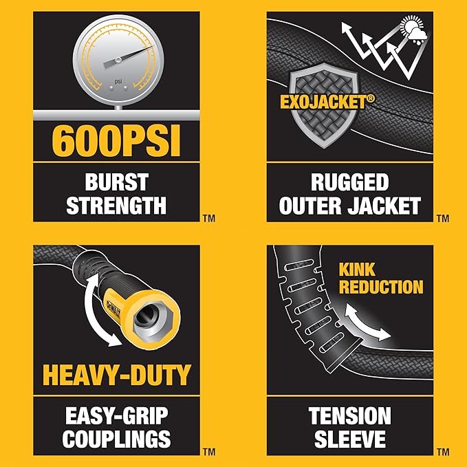 DEWALT 6 ft x 5/8 in Heavy-Duty Professional Grade Fabric Garden Hose - DXMH3306