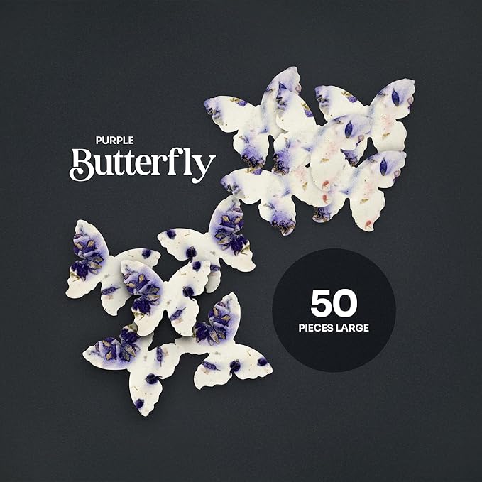 50pcs Large Purple Butterfly Seed Paper – Plantable & Writable Wildflower, Gift for Mom This Mother’s Day, Use for Shower Favors, Weddings, Heart Party Favors or Life Events