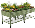 Rolling Elevated Raised Garden Bed - Jumbo Series, 3' x 8' Outdoor Planters Boxes with Legs & Storage Rack for Patio, 2000+ Lbs Weight Capacity, Raised Beds for Gardening Herbs Flowers, Olive Green