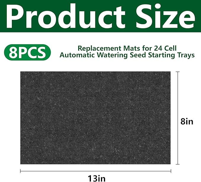 EBaokuup 8 Pcs 24-Cell Replacement Capillary Mats-13 x 8 Inches Self Watering Seed Starting Mat-Capillary Mats for Indoor Gardening Greenhouse Plant Seed Starting