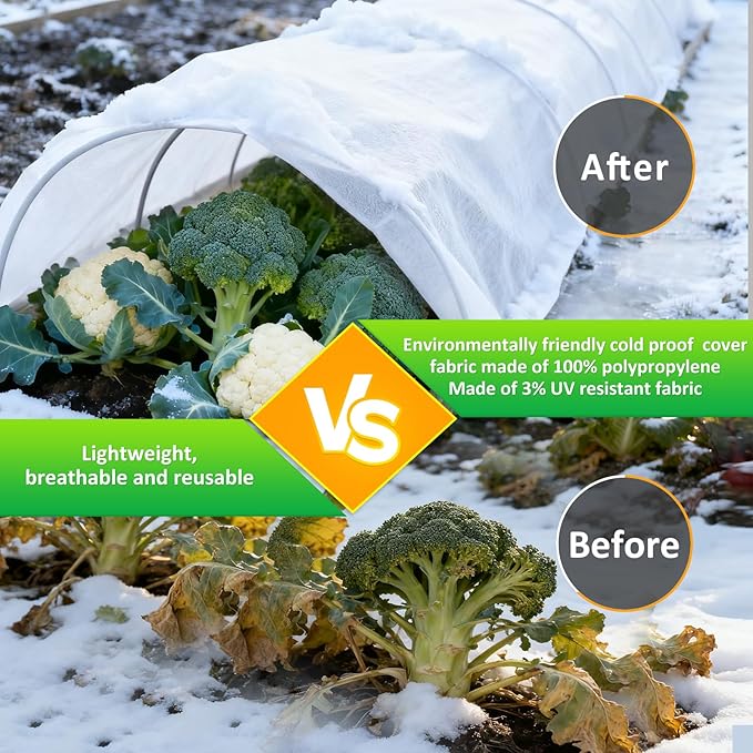 White Plant Covers Freeze Protection, 10 x 50 ft - 1.5 oz/yd² Frost Cloths for Outdoor Plants, Tree Covers Freeze Protection, Winter Garden Blanket, Sun Cover for Plants for Greenhouse, Vegetables