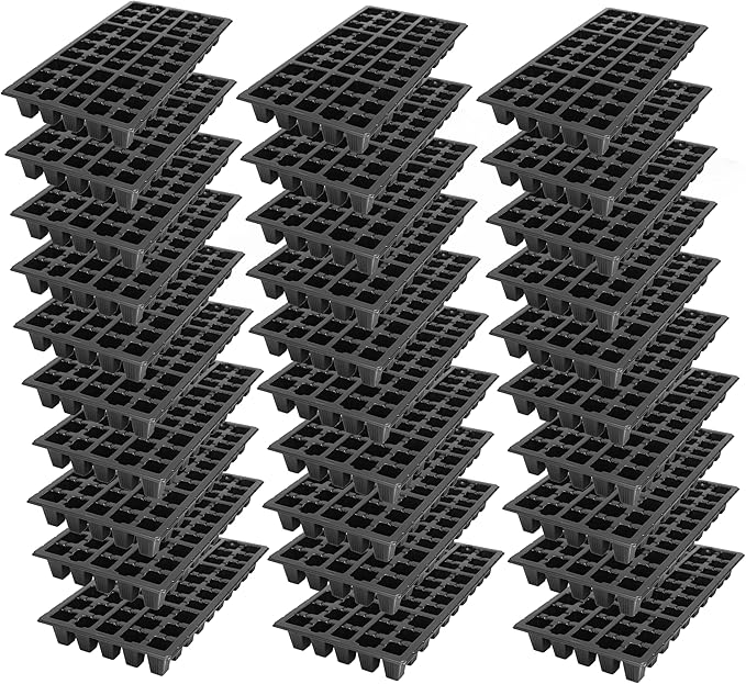 SUNPACK 21" x 11" Heavy Duty 50-Cell Square Insert, Black, 2.5" (Pack of 30) - Ideal for Greenhouses or Indoor Gardening - Holds Up to 50 Different Seeds