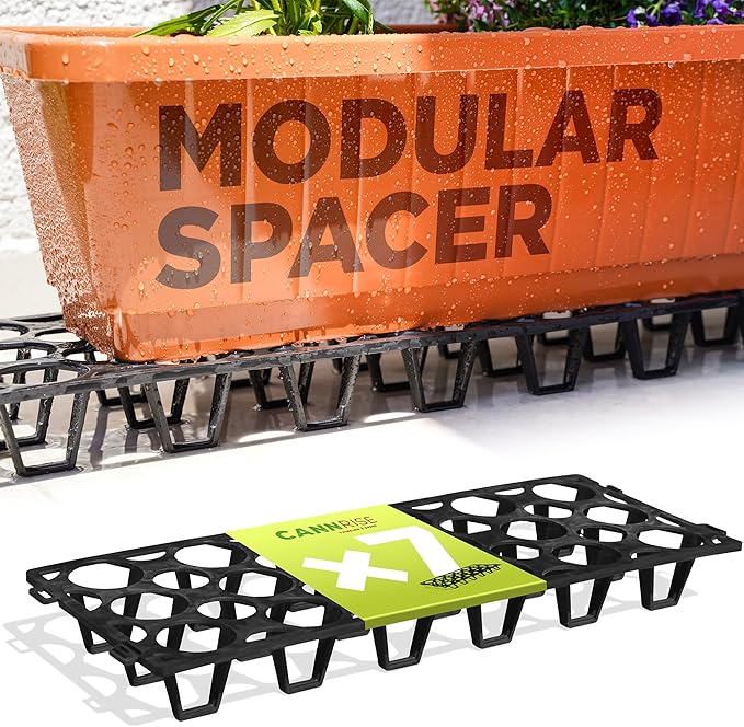 Plant Stand Outdoor – Modular Plant Riser 7 Pack for Pots, Planters & Grow Bags | Heavy-Duty UV-Resistant Elevated Pot Stand for Drainage, Airflow, Root Health & Cleaner Patios – 19.7x7.5x2.4 in (Black)