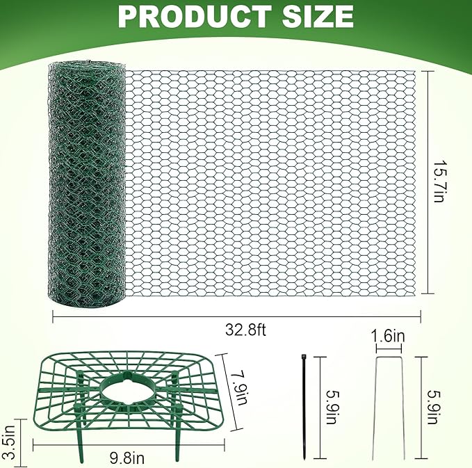 8 Set Strawberry Plant Support with Wire Plant Protectors from Animals, 32.8Ft x 16In Metal Mesh Plant Cage Cover Guards and Strawberry Growing Rack Sets for Garden Strawberry Vegetables Plants