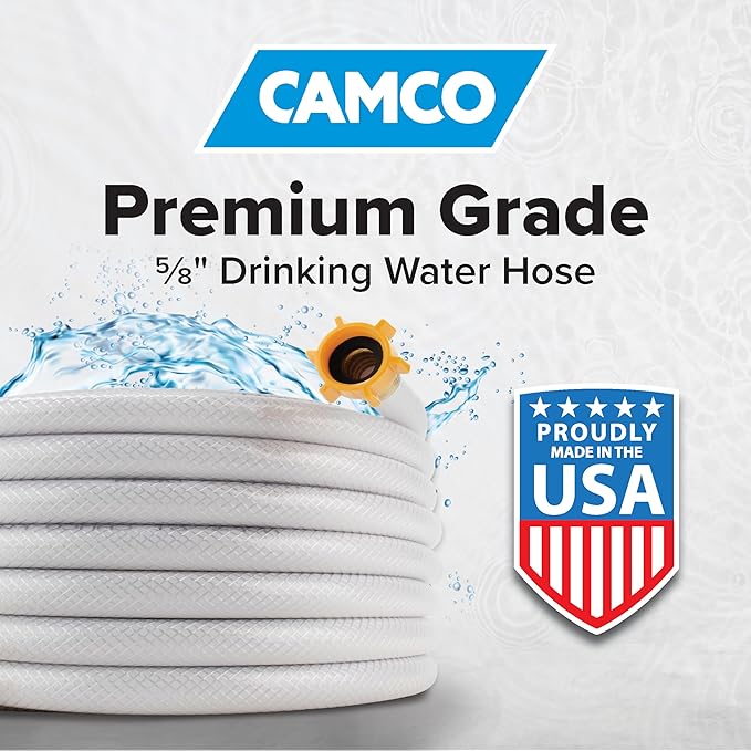 Camco TastePURE 50-Ft Water Hose-RV Drinking Water Hose Contains No Lead,No BPA&-No Phthalate-Features Diamond-Hatch Reinforced PVC Design-5/8” Inside Diameter,Made in the USA (22793),(Pack of 3)