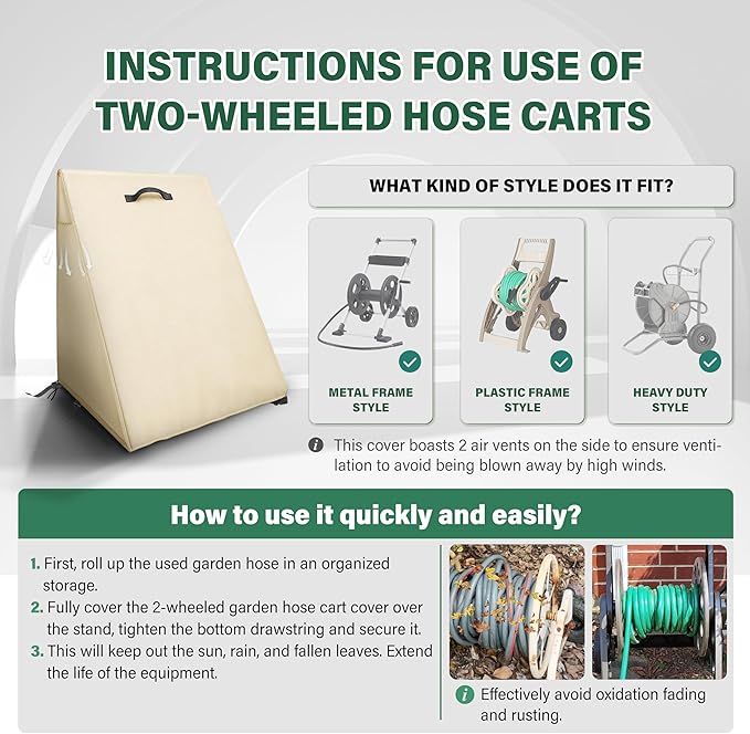 Veranda Patio Free Standing Portable Garden Hose Reel Cover,Waterproof, Dustproof and Sun-Proof Protect Your Hose Reel and prolong its Life(26"W x25"D x 35"H)