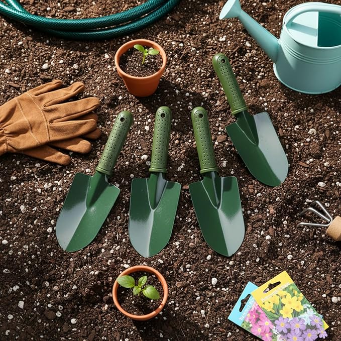 12 Pcs Garden Shovel Trowel Gardening Hand Tools Small Hand Shovels for Digging Metal Trowel Spade with Plastic Handle Anti Slippery for Lawn Yard Home Farm Planting