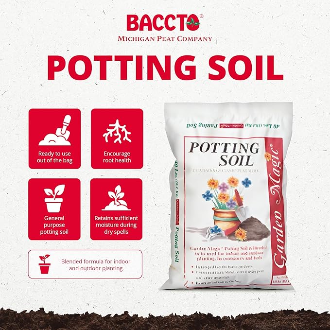 Michigan Peat 2 Pack Garden Magic General Purpose Moisture Retaining Potting Soil Mix for Indoor and Outdoor Planting, 40 lb Bag