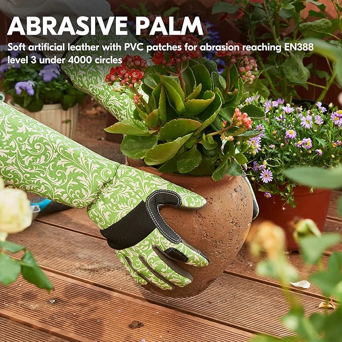 Vgo... 1 Pair Gardening Gloves Ladies,Safety Work Gloves,Long Sleeves Gauntlet,Puncture Proof,Touchscreen(Size S,Green,AL6608-FM)