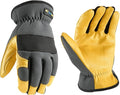 Wells Lamont Men's Slip-On HydraHyde Work Gloves – Water-Resistant Leather for Gardening, Landscaping – Reinforced Fingertips, Breathable Spandex – Durable, Comfortable, Flexible – Gray - XXL