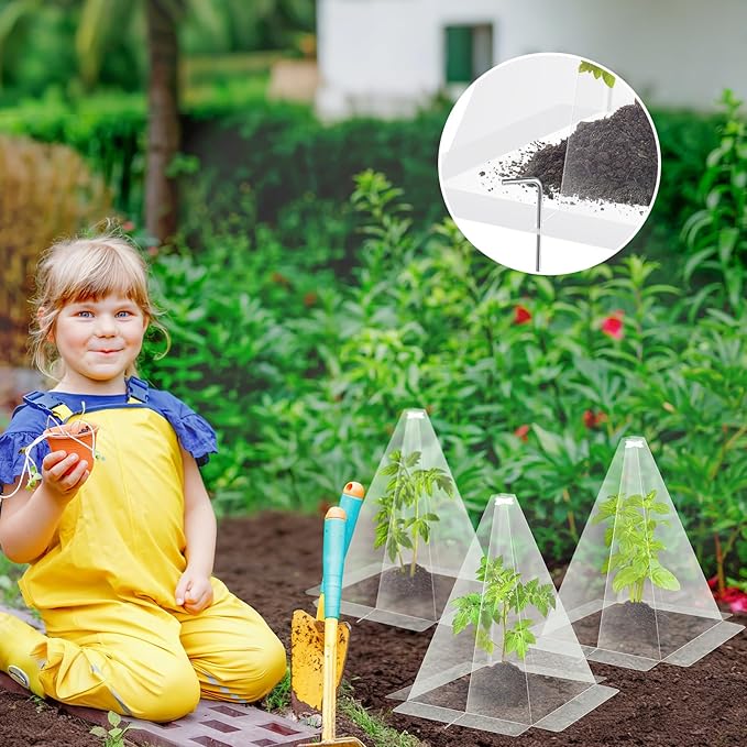 30 Packs 12"x 8" Garden Cloches for Plants,Plant Protectors from Animals,Plant Cages for Outdoor Plants,Plant Covers from Animals,Chicken Wire Cloche with Stakes for Protect Plants,Seedling,Vegetables