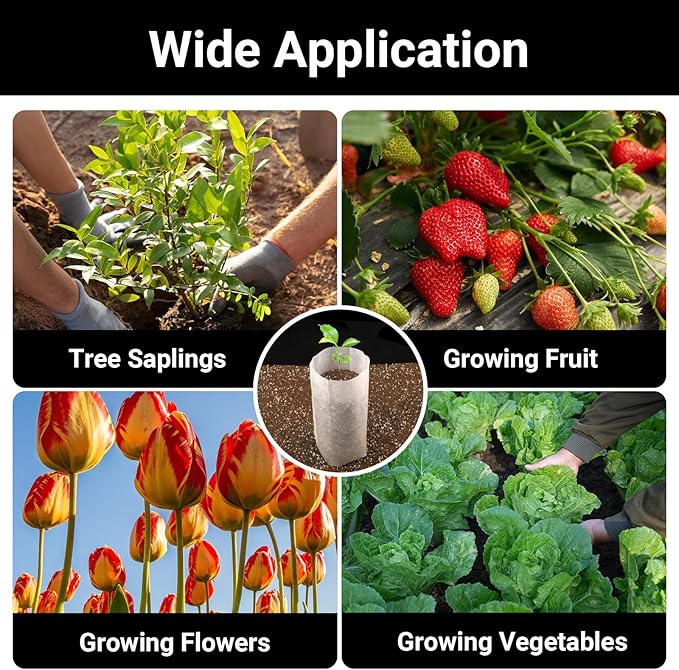 Fabric Grow Bags - 7.87x13.77 inches Breathable Seed Starter Plant Grow Bags for Seedling Pots, Nursery Pots for Plants, 50pcs