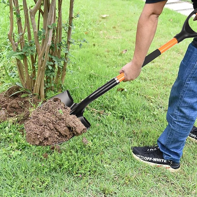 Heavy Duty Digging Shovel with Trenching Blade and D-Handle, Fiberglass Handle,Ideal for Garden, Landscaping, Construction, and Masonry - Perfect for Digging Soil, Dirt, and Gravel.