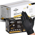 TitanFlex Heavy Duty Black Industrial Nitrile Gloves with Raised Diamond Texture, Latex Free (6mil/8mil)