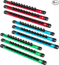 DURATECH Magnetic Socket Organizer Set, 1/4”, 3/8”, 1/2” Aluminum Alloy Socket Rail with 96 Clips, Socket Holder for Tool Box Drawer, Tool Cart and Garage Organization(9PCS)