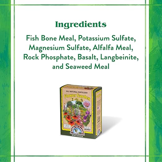 Down To Earth All Natural Fertilizers Organic Flower Garden - Plant Food for Blooming Annuals, Perennials and Flowering Shrubs 2-6-5, 1 lb