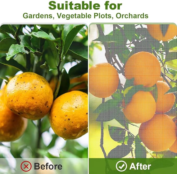 3 Pack Garden Plant Netting Fruits Blueberry Bushes Tomato Protection Netting Insect Netting Cover Bags with Drawstring 5.9‘ X 5.9' for Vegetables Fruits Trees (6Pack-3.9'X4.6')