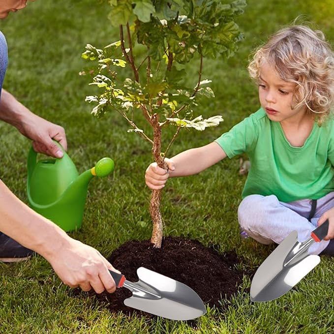 Garden Trowel Hand Shovel, Heavy Duty Stainless Steel Garden Spade with Ergonomic Handle, Soft Rubberized Non-Slip Handle Gardening Tool for Planting, Transplanting, Weeding, Digging Soil