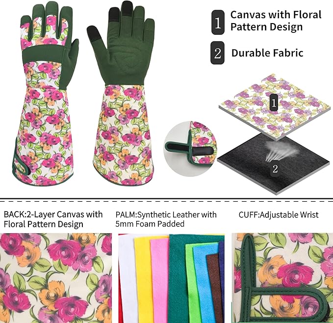 Long Gardening Garden Gloves,Thorn-proof&Puncture Resistance Rose Cactus Gauntlet Glove for Gardener,Gifts