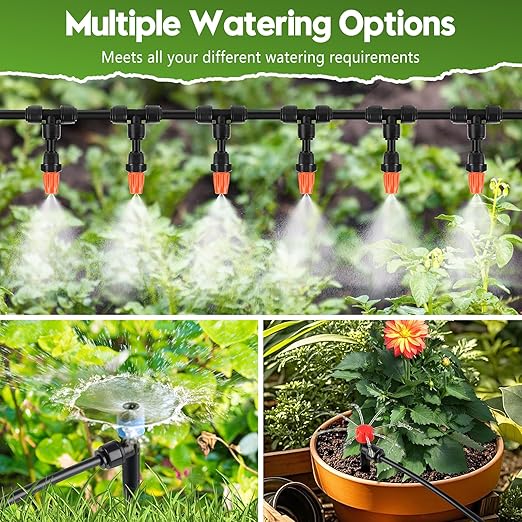 240FT Drip Irrigation System for Garden, 2026 Upgraded Quick-Connect Automatic Garden Watering System with 1/2" & 1/4" Tubing and Adjustable Nozzle Emitters for Greenhouse, Yard, Lawn, Raised Bed