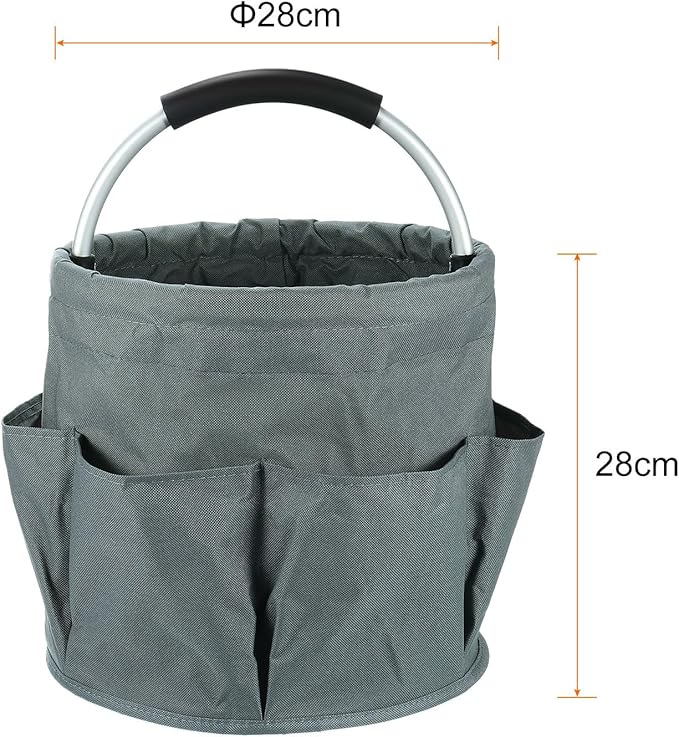 HARFINGTON Garden Tool Bag 17L Large Oxford Waterproof with Pockets Garden Tote Bag Gardening Plant Tool Organizer Storage Carrier Store for Outdoor Women Men, Grey