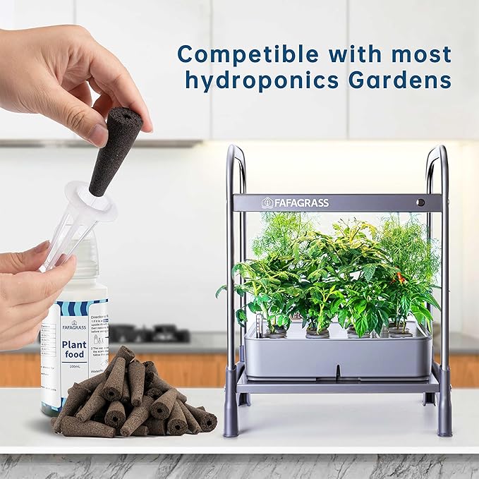 12 Set Seed Pod Kit for Indoor Garden, Hydroponics Garden Accessories for Hydroponic Growing System, Grow Anything Kit with 12 Grow Sponges, 12 Grow Baskets, 12 Grow Domes,100ml Plant Food